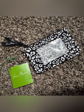 Vera Bradley Black & White Animal Print Card Wallet with Key Ring